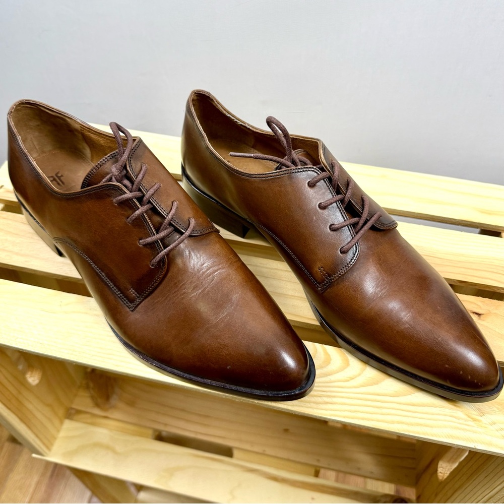 Frye Rich Chestnut Brown Leather Lace Up Erica Oxfords - Size 10M